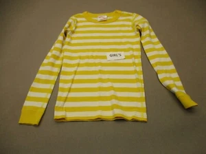 Hanna Andersson Size 8 Girls Yellow Striped 100% Organic Cotton Pajama Top 811 - Picture 1 of 6