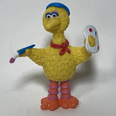 Sesame Street Big Bird Pintor Artista Figura Paleta Cepillo Aplausos Juguete Años 80 Foto 1 de 4