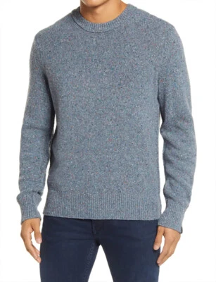 Rag & Bone Men’s Denim Blue Scout Melange Wool Blend Crew-Neck Pullover Sweater - Image 1 of 4
