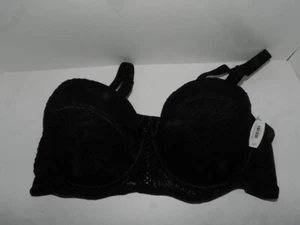 Adore Me 42DD black lace underwire bra Jet lined thin foam NWT - Picture 1 of 3