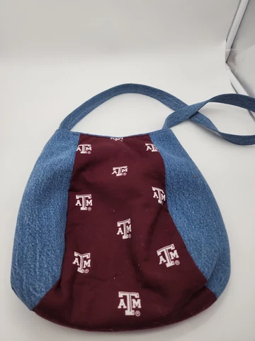 Texas A&M AM Aggies Blue Denim Shoulder Bag Purse VTG Cover