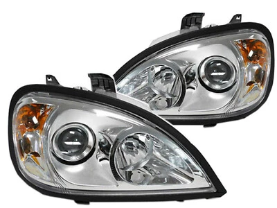 For Freightliner 1996-  2013 Columbia Projector Chrome Headlight Pair - Image 1 of 2