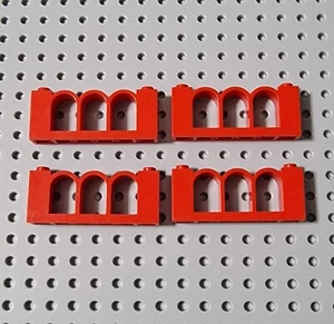 Lego Valla Rejilla Cerradura Rojo 4 Piezas 1x6x2 City System 30077 A115 - Imagen 1 de 1