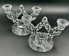 Vintage Candleholders Cambridge Etched Rose Double Arm Two Candles Each 2