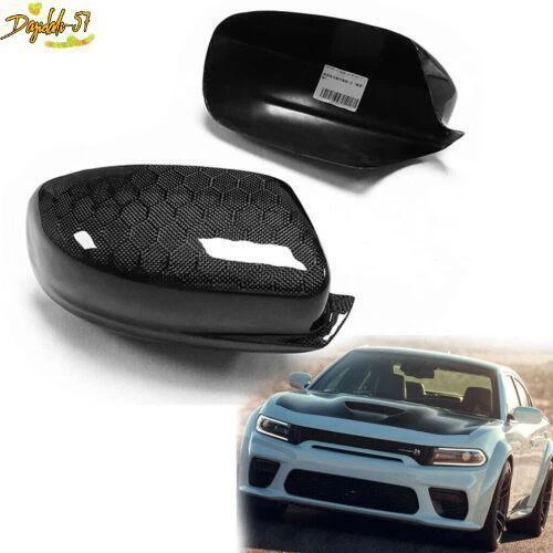 Tapa de cubierta de espejo retrovisor lateral de fibra de carbono real para Dodge Charger 2011-2023 Foto 1 de 1