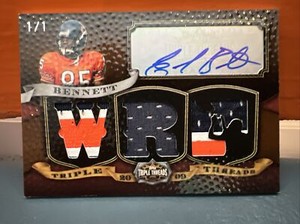 2009 Topps Triple Threads Earl Bennett Auto & Triple Patch Card Platinum #’d 1/1