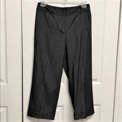 Pantalones de vestir Geoffrey Beene deportivos negros blancos a rayas tiro medio elásticos cortos 8 Foto 1 de 4