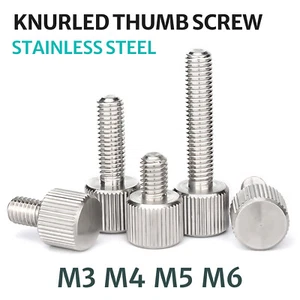 Stainless Steel Knurled Thumb Screw M3 M4 M5 M6 Flat Head Thumbscrew Bolt - Picture 1 of 9