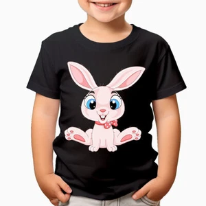 Rabbit Cute Cartoon Face Animal Lovers Gift Funny Boys Girls Kids T-Shirts #BAL1 - Picture 1 of 9