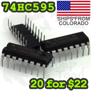Registro de cambio de bits SN74HC595N para relojes LED pantallas segmento Arduino TTL - Imagen 1 de 18