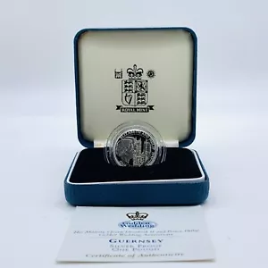 1997 Royal Mint Guernsey Golden Wedding Anniversary Silver Proof £1 Coin Box/COA - Picture 1 of 4