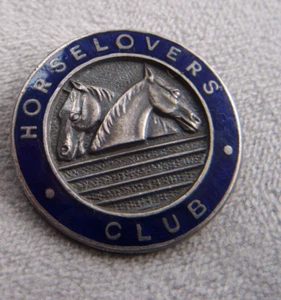Vintage HORSE LOVERS CLUB Enamel Brooch Badge - Picture 1 of 4
