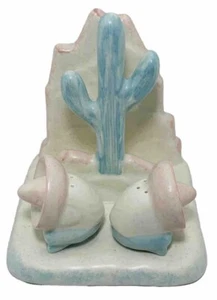 SAGUARO CACTUS Salt Pepper & Napkin Holder Sleeping Mexican Sombreros Southwest - Picture 1 of 8