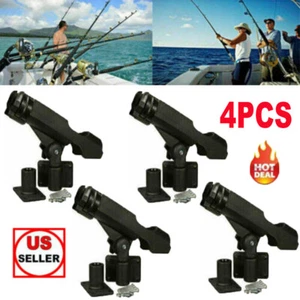 4PCS 360° Adjustable Boat Fishing Pole Rod Holder For Kayak Boat Side Rail Mount - Picture 1 of 12