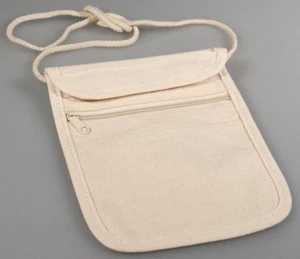 Brustbeutel aus Baumwolle Canvas mit Reißverschluss,  17 x 14 cm rund  1 Stück - Bild 1 von 6