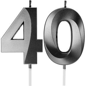 Number 40 Birthday Candle Black Party Decoration 50mm Year Wedding cake topper - Picture 1 of 16