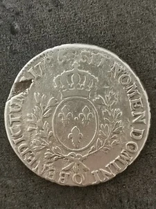 ECU D' ARGENT 1785 DIT AUX BRANCHES D'OLIVIER LOUIS XVI PERPIGNAN / Avec éclat o - Picture 1 of 2