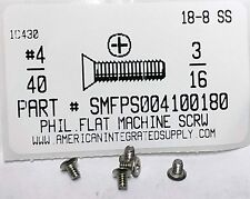 #4-40x3/16 Flat Head Phillips Machine Screws Stainless Steel (60)