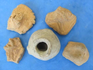 (5) Pre-Columbian  Terracotta Effigy Heads and pottery 200-600 A.D.159 grams - Picture 1 of 6