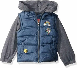 Pink Platinum Baby Girls Patch Vest With Fleece Hood And Sleeves Grey 12 Months - Picture 1 of 1