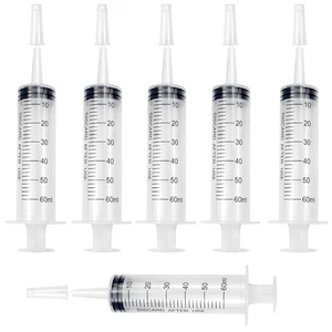 Set mit 6 Sterilen 60ml Dosierspritzen - Ideal für Labore & Tierfütterung - Bild 1 von 2