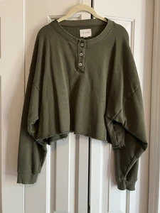 American Eagle Cropped Sweatshirt, Damen Medium, olivgrün - Bild 1 von 4