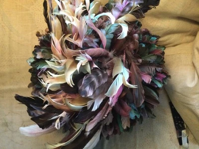 vintage  rare Amazon tribal Leader headdress. Multiccolor feathered - Image 1 of 4