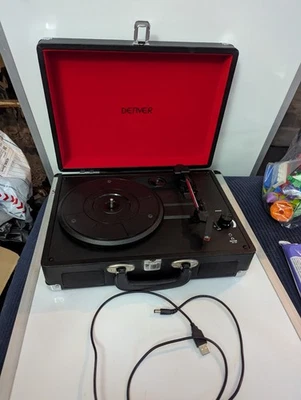 Lecteur enregistreur vinyle portable DENVER VPL-120 - Noir - Photo 1/4