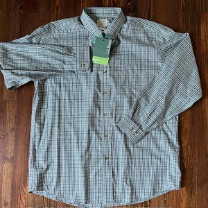 NUOVO L.L. Camicia Bean manica lunga a quadri uomo L verde cotone traspirante comoda - Foto 1 di 8