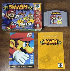 Super Smash Bros N64 (Nintendo 64 ) Cartridge Box Manual Tested - Picture 1 of 7