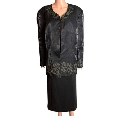 Giovanna Signature Skirt Set 26W Black Gold Embroidery Elegant Holiday Luxe Glam - Image 1 of 4