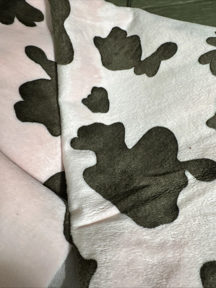 Minky, Minkee 30” Square For Baby Blanket Plush Fabric By Benartex Pink Cow - Image 1 of 4