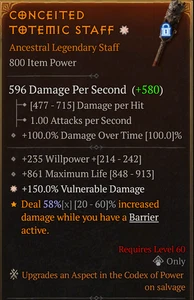 💥DIABLO 4💥SEASON 10💥Staff💥1GA Vulnerable + Willpower + Life + Conceited 58% - Bild 1 von 1