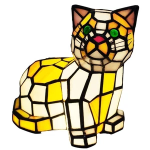 Mini Tiffany Cat Table Lamp Stained Glass Small Accent Desk Light Decoration ... - Picture 1 of 7