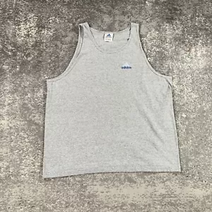 Vintage Adidas Tank Top Mens XL Grey Heather Three 3 Stripe Logo 90s Made In USA - Picture 1 of 12