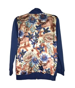 Maggie Sweet Track Jacket Size  Petite Small Floral Blue Orange - Picture 1 of 5