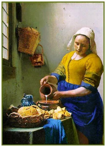 The Milkmaid by Johan Vermeer Counted Cross Stitch Pattern - Picture 1 of 5