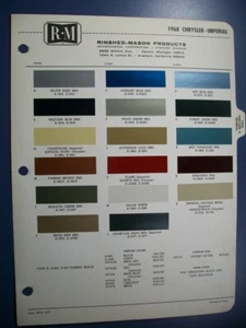 1968 Chrysler & Imperial auto paint chips set-VG - Picture 1 of 1