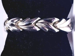 Milor Wavy Bracelet Vintage Sterling Silver Puffed Fancy Style Stampato 8.5" - Picture 1 of 6