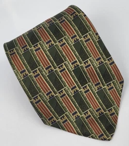 Countess Mara Silk Tie Green Red Gold Geometric Men Necktie USA 55 x 3.7/8 - Picture 1 of 5