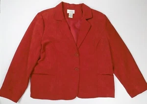 STUDIO WORKS Petites 14P Blazer Jacket Red Faux Suede Lined Casual Holiday - Picture 1 of 7