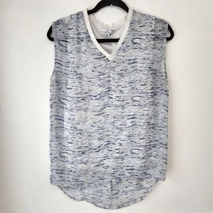 Blusa H Halston Cuello en V Sin Mangas Tinte Espacial Gasa Superposición Para Mujer S - Imagen 1 de 7