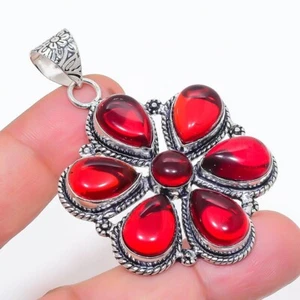 Red Carnelian Gemstone Handmade 925 Sterling Silver Jewelry Pendant Size 2.6" - Picture 1 of 1