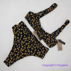 New! Set! Free People x Thrills black daisy high waist bikini, US size S - Picture 1 of 15