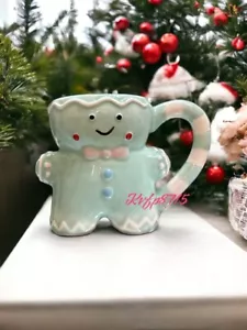 Lang Lebkuchen Espresso Keramik Becher Pastell blau Weihnachten handbemalt Neu - Bild 1 von 3