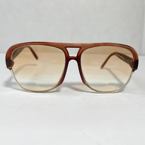 Vintage PIERRE CARDIN Cavalier 70008 Sunglasses France Brown Half Rim Reader Len - Picture 1 of 9