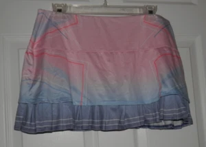 Falda/falda corta tenis K-Swiss rosa/azul a rayas tiro medio plisada con volantes L (CA) - Imagen 1 de 5