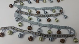 7+Y TOSCANA ADORNOS 2" BOLA BORLA FLECOS AZUL VERDE MARRÓN CORTINAS TAPICERÍA ADORNO - Imagen 1 de 9