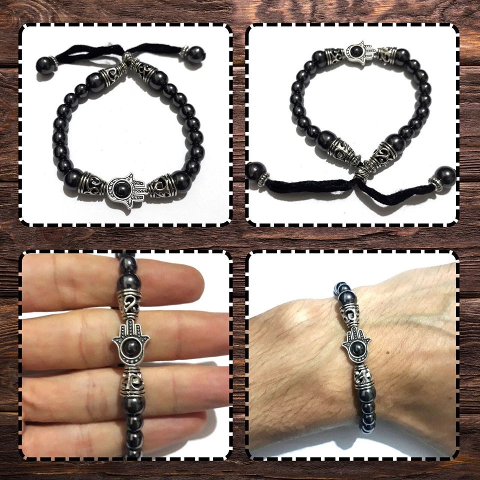 Bracciale Hamsa Hand Evil Eye Fatto a mano in Marocco, berbero Amazigh,... - Immagine 1 di 4