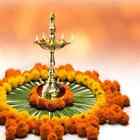 9" Dhanteras Brass Kerala Oil Lamp Diya For Puja Hindu Diwali Gift Home Temple